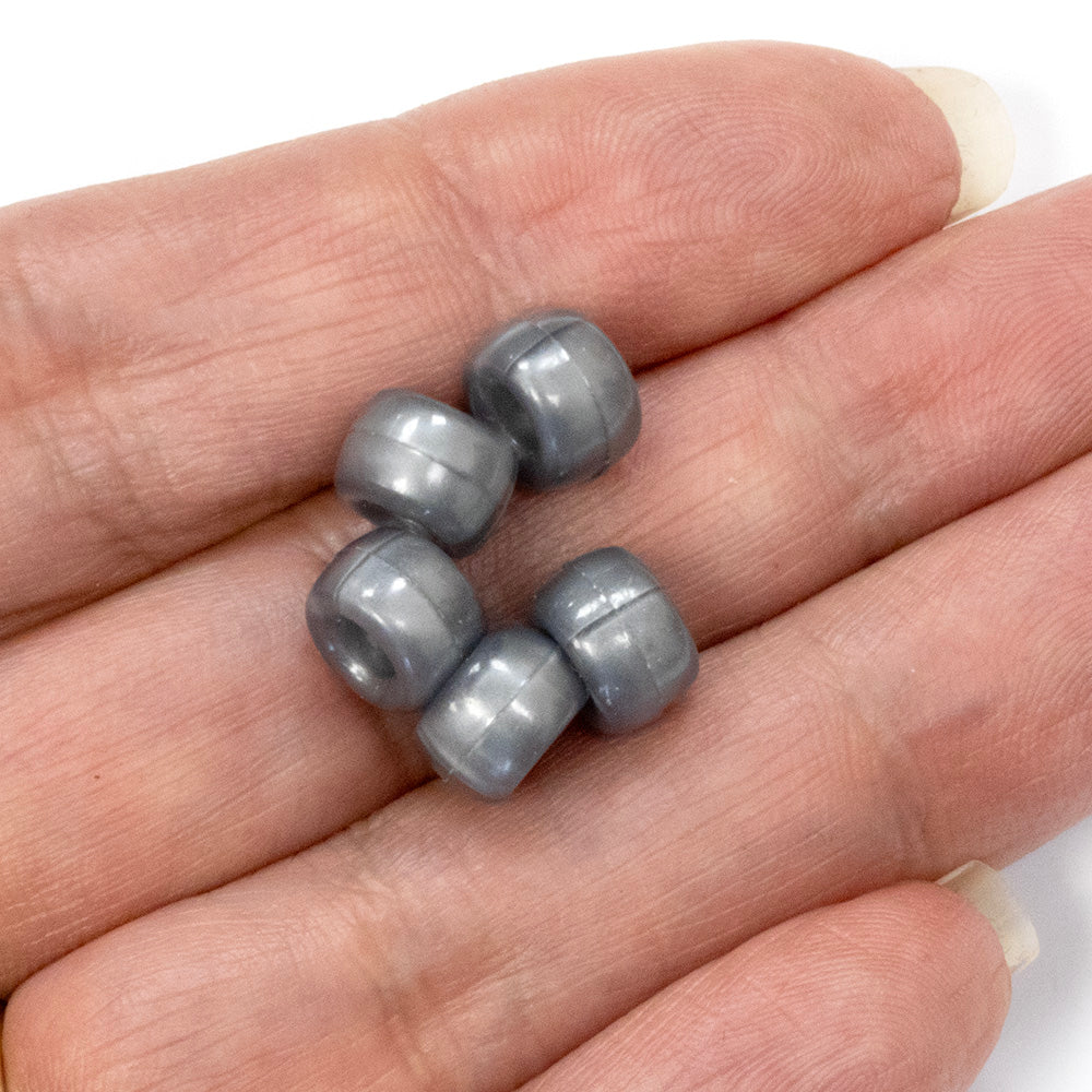 Bath Pearl Silver Plastic Barrel Pony 6x8mm - Pack of 250