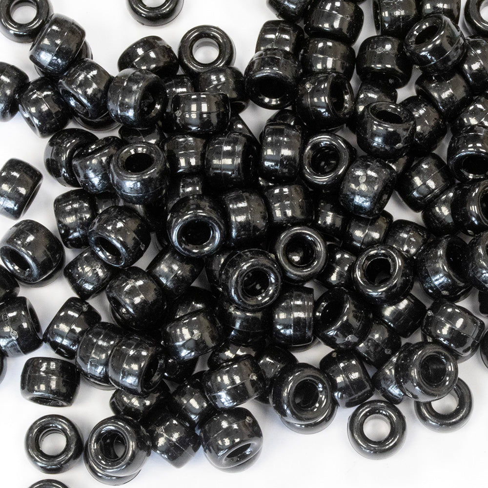 Opaque Black Plastic Barrel Pony 6x8mm - Pack of 250