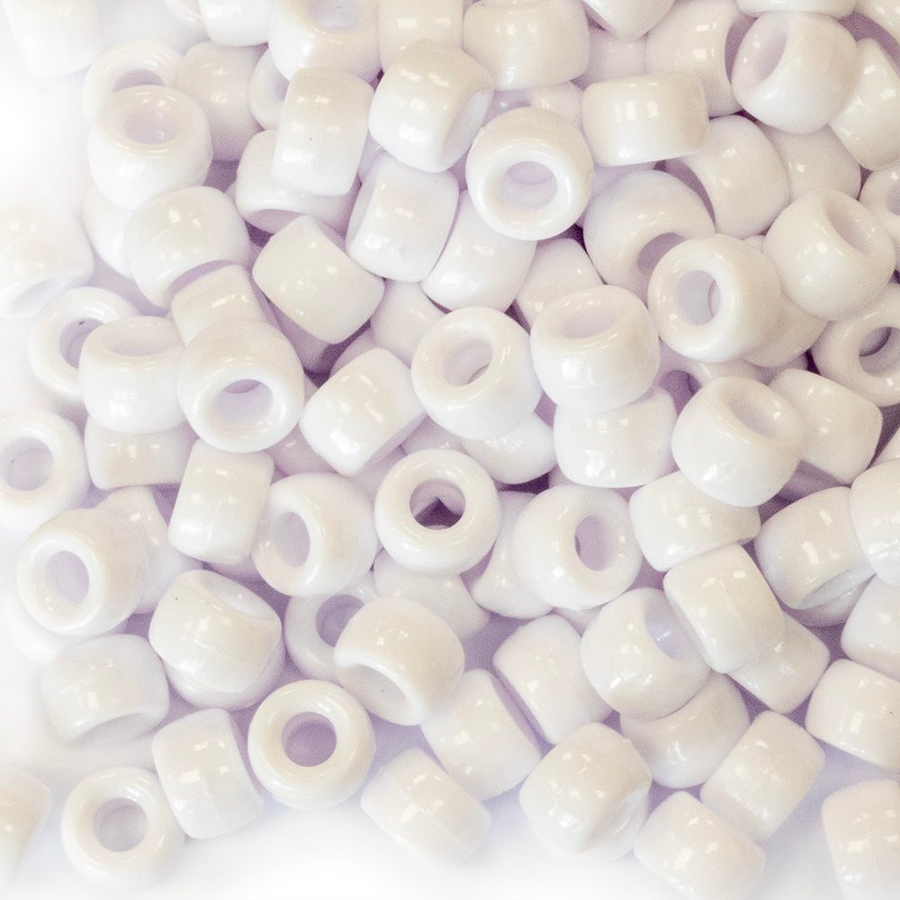 Opaque White Plastic Barrel Pony 6x8mm - Pack of 250