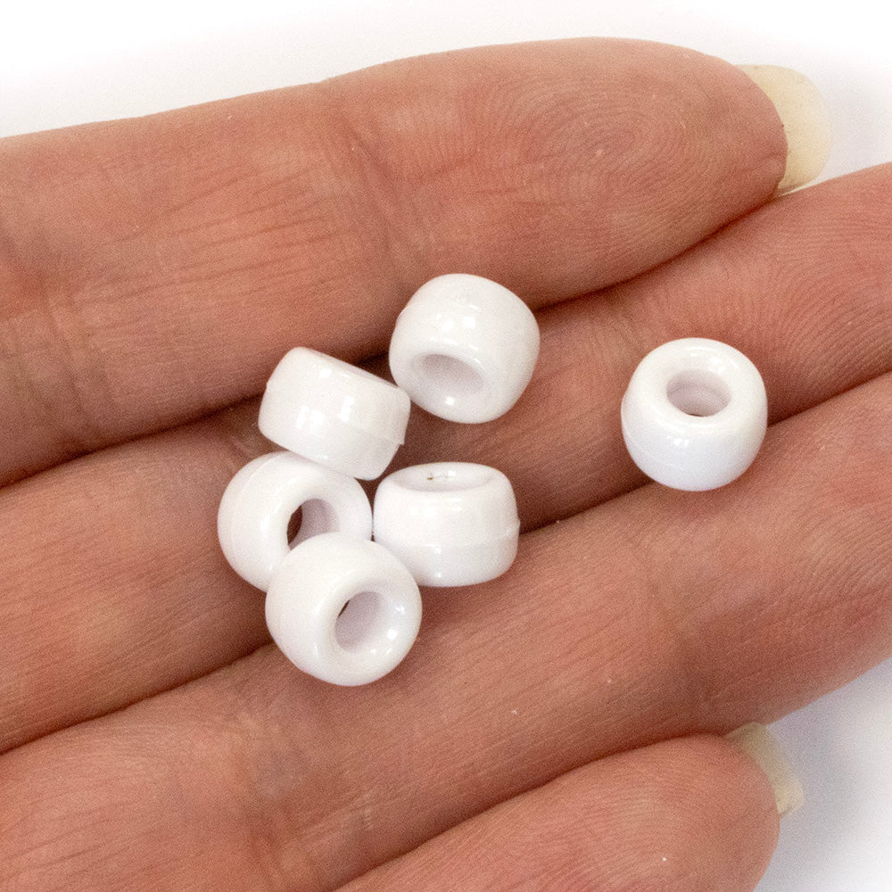 Opaque White Plastic Barrel Pony 6x8mm - Pack of 250