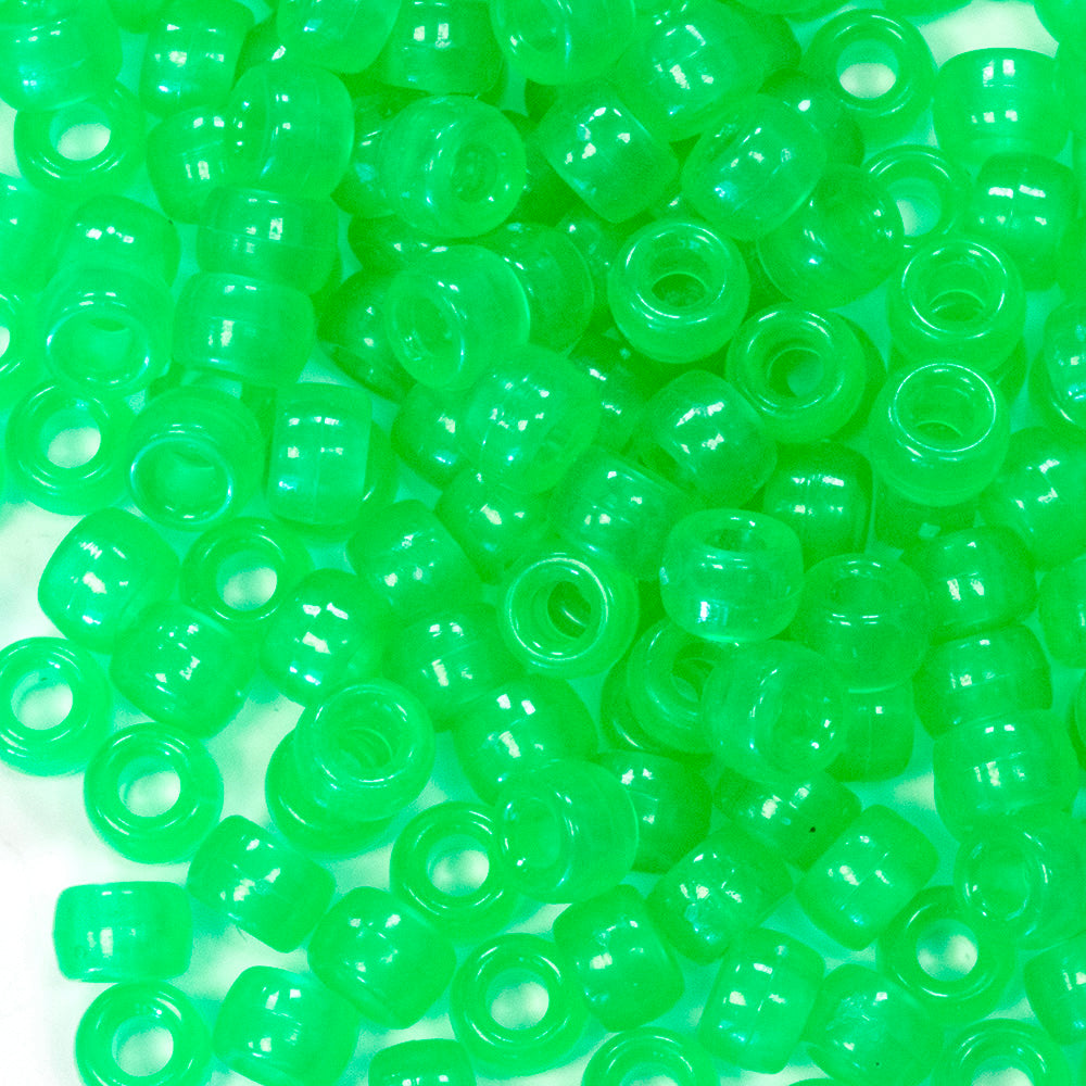 Glow Green Plastic Barrel Pony 6x8mm - Pack of 250