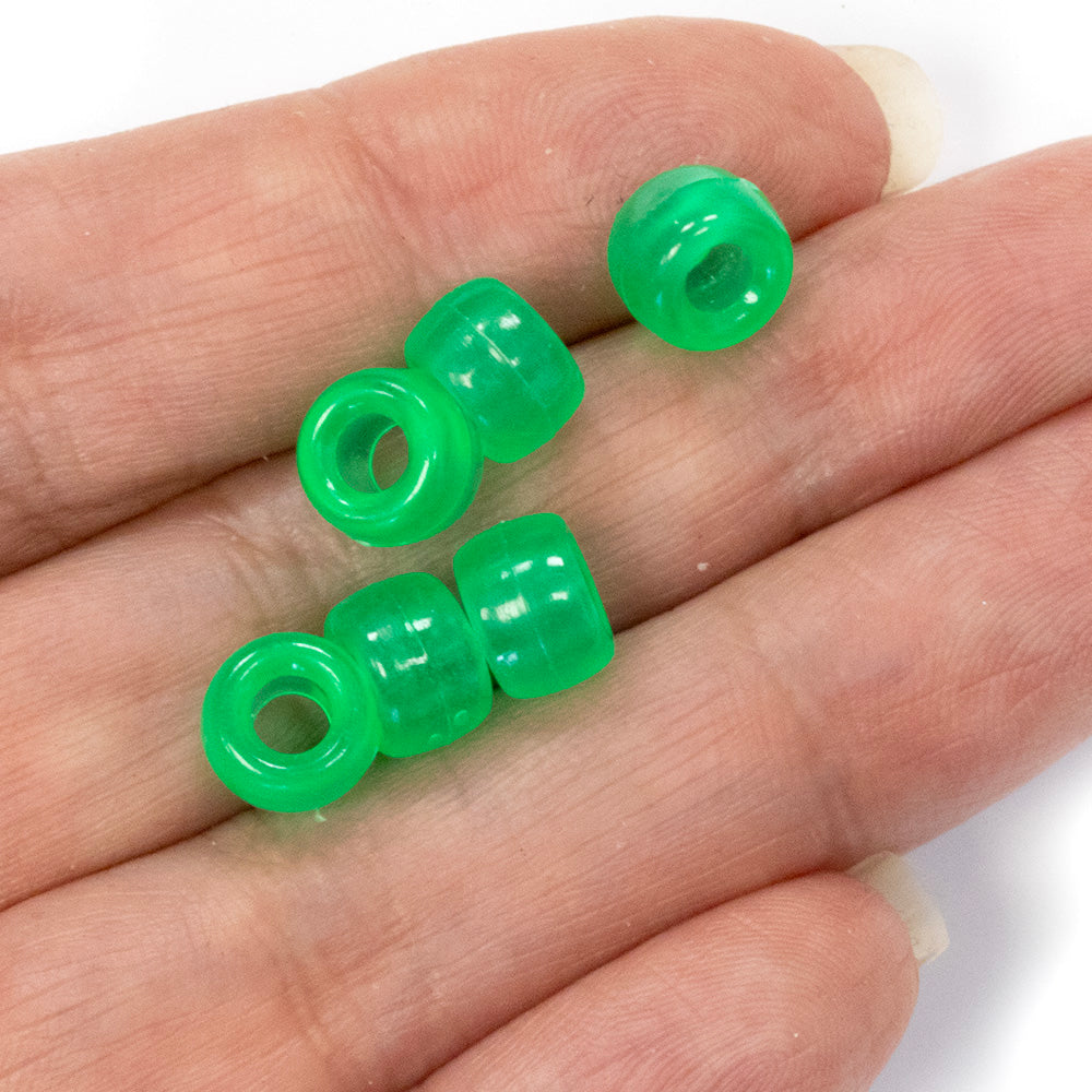 Glow Green Plastic Barrel Pony 6x8mm - Pack of 250