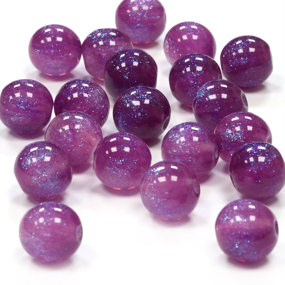 Sparkly Resin Rounds Purple 8mm - Pack of 20