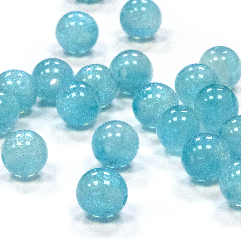 Sparkly Resin Rounds Turquoise 8mm - Pack of 20