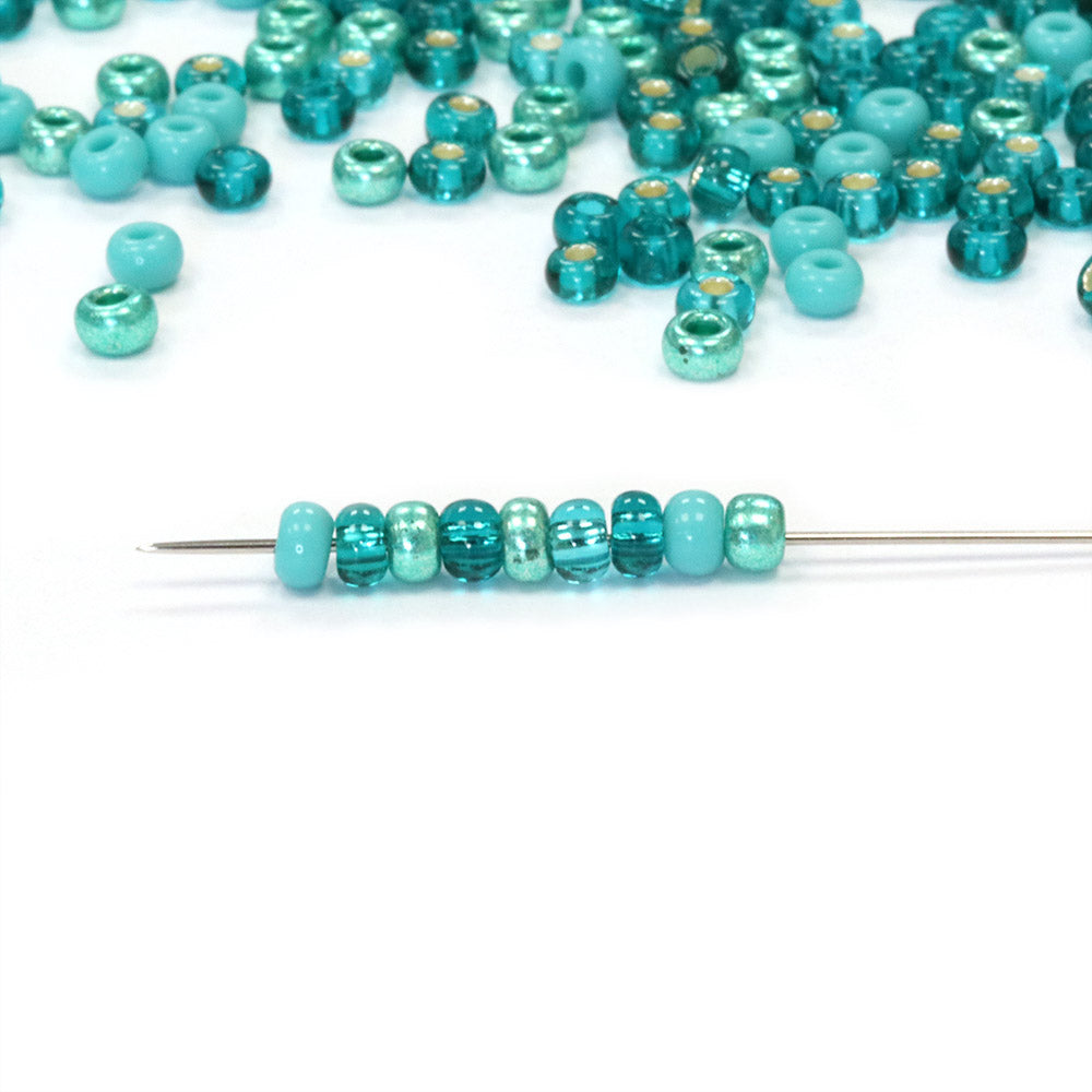 Seed Bead Teal Mix 8/0 - Pack of 50g
