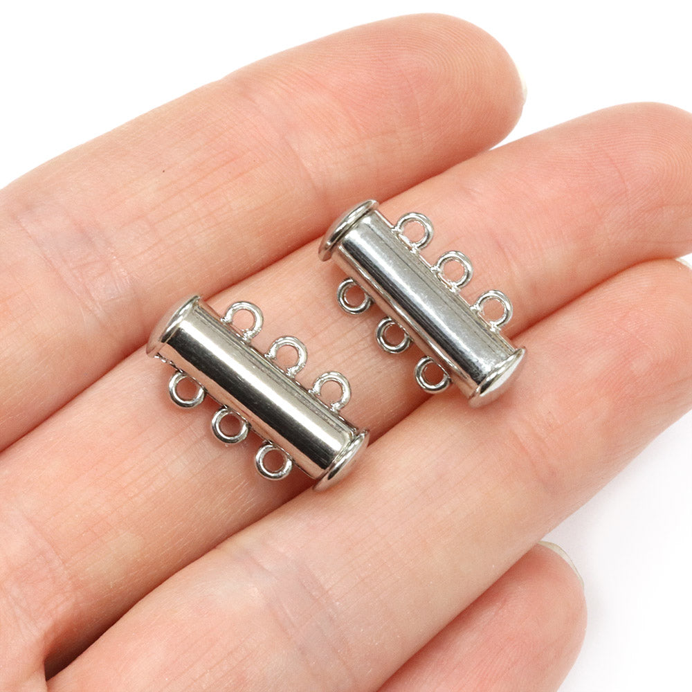 Magnetic Slider Clasp Silver Plated 19.5x10.5mm - Pack of 2