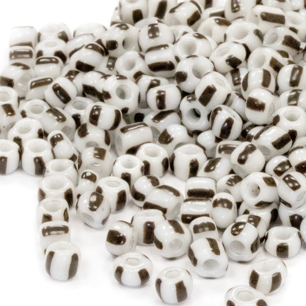 Stripy Black Seed Beads 6/0 - Pack of 20g
