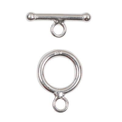 Toggle Sterling Silver Metal Round 9mm-Pack of 1