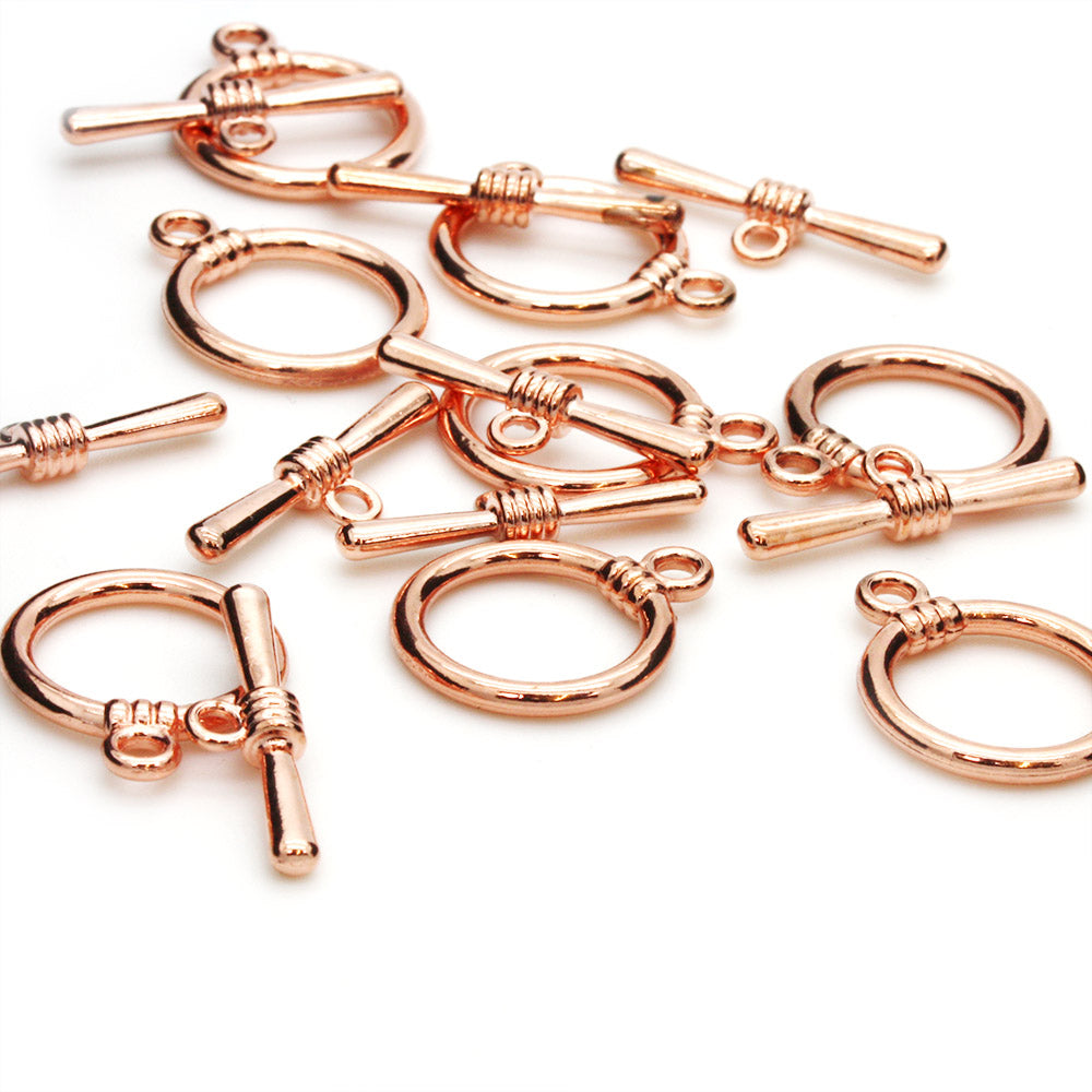 Toggle Rose Gold Plated Round 13mm-Pack of 3
