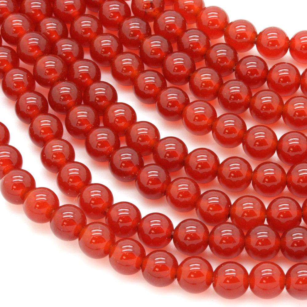 Agate Smooth Rounds 6mm Red - 35cm Strand