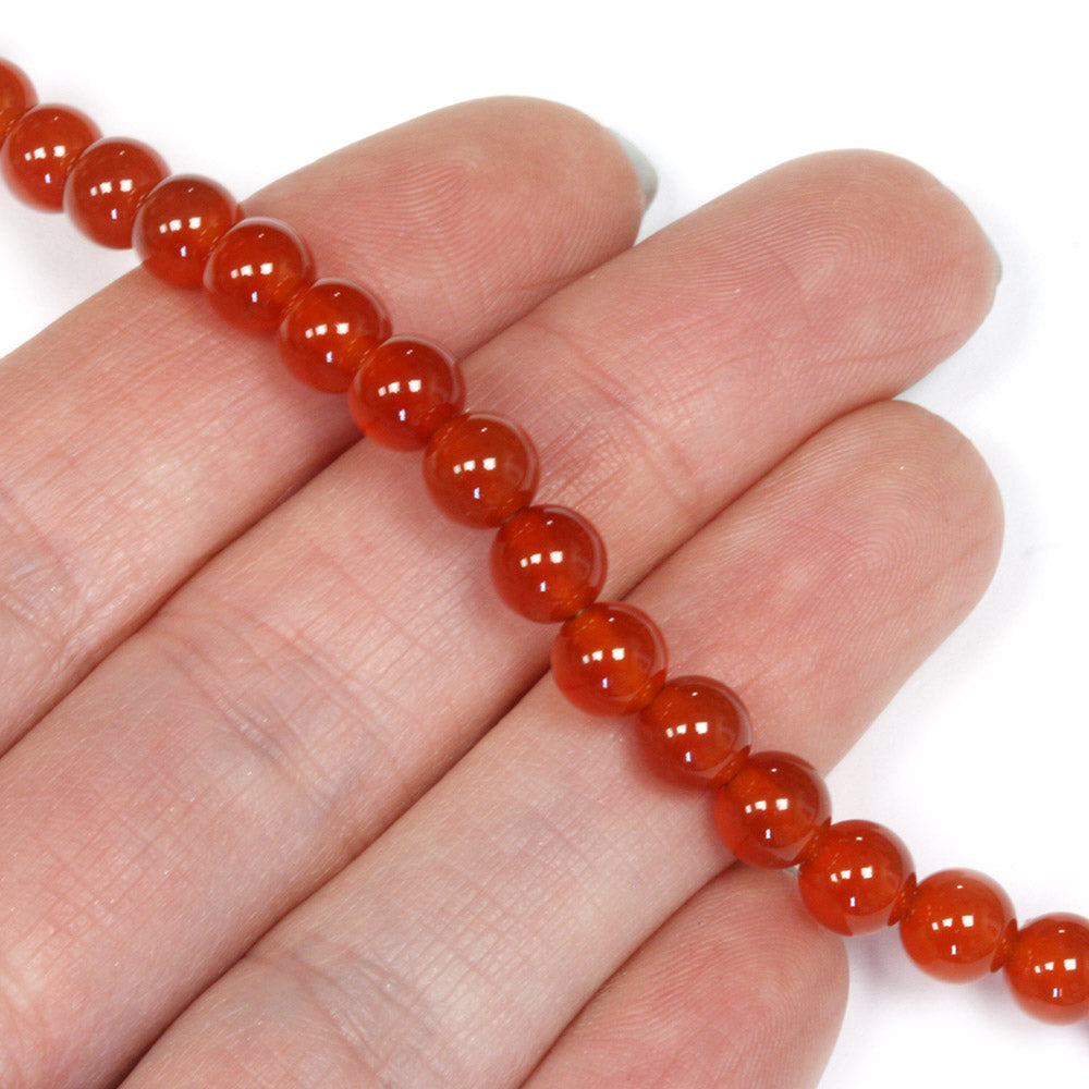 Agate Smooth Rounds 6mm Red - 35cm Strand