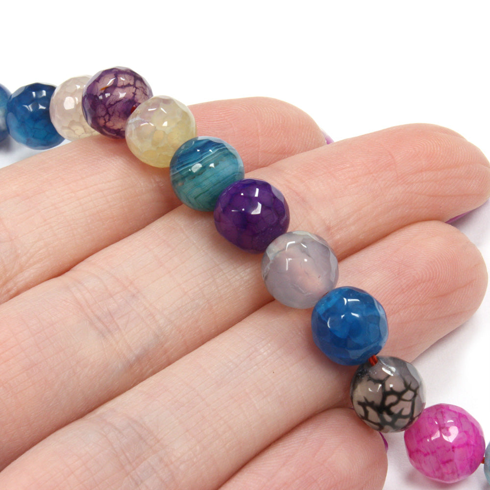 Agate Faceted Rounds 8mm Multicoloured - 35cm Strand