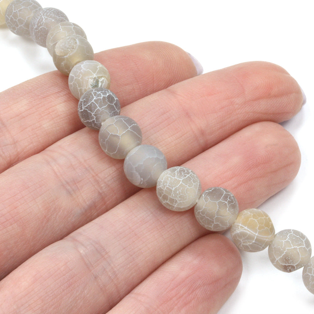 Matte Orange Sunset 8mm Round Crackle Dragon Agate Semi Precious Beads Per Strand - Dry Gulch Beads & Jewelry - Foto 11