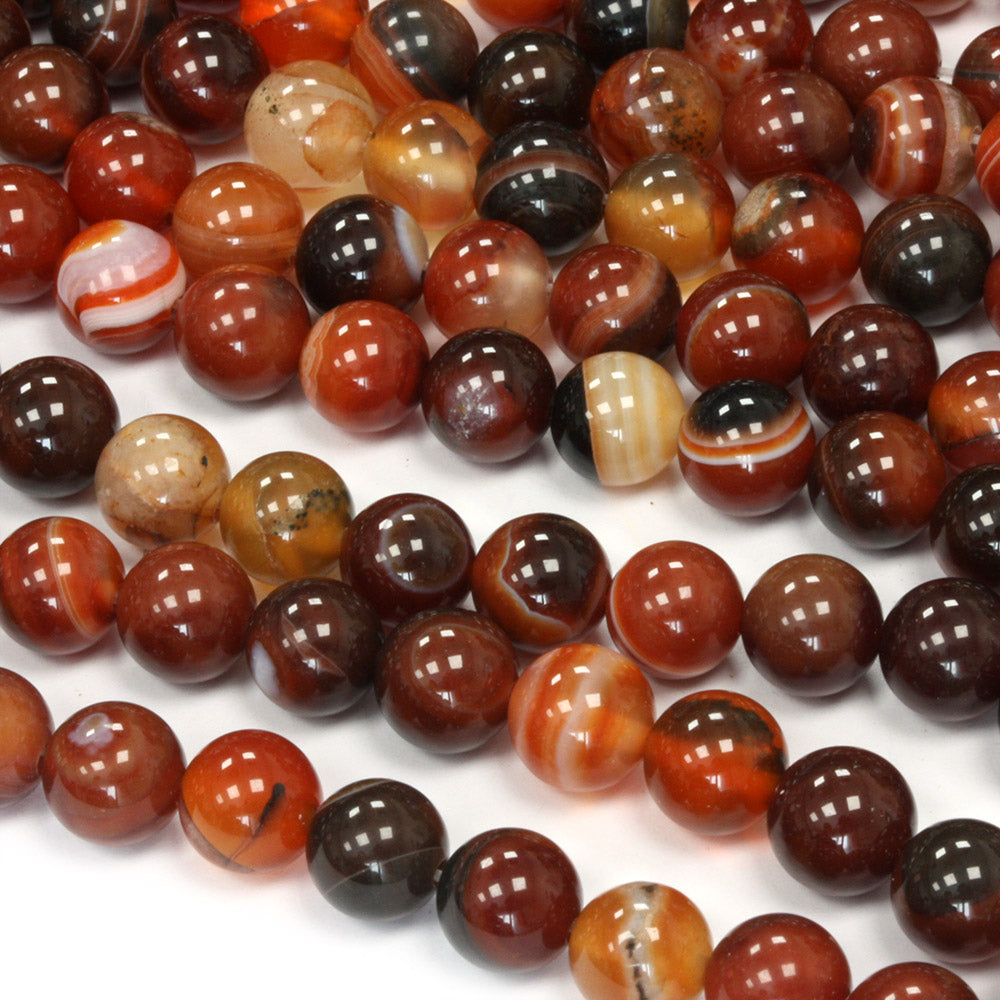 Brown Banded Agate Rounds 8mm - 40cm Strand