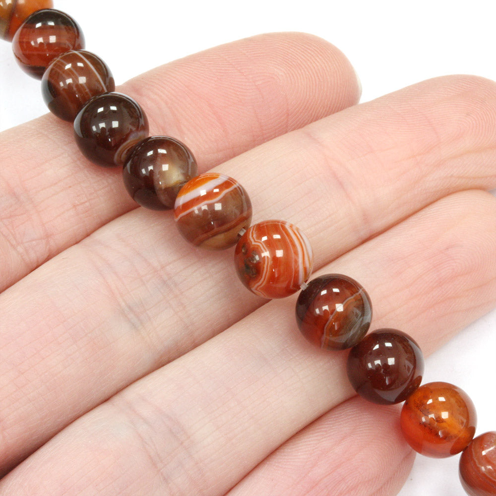 Brown Banded Agate Rounds 8mm - 40cm Strand