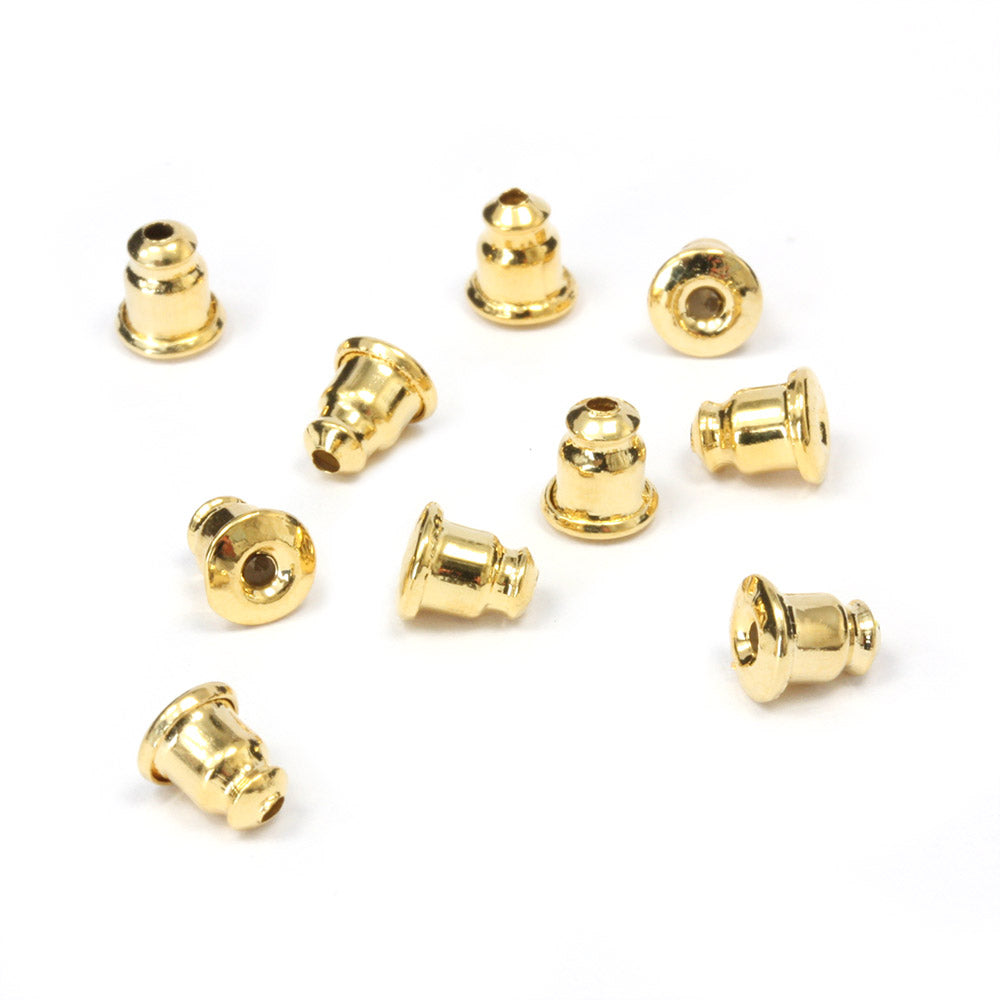 Bell Earring Backs 5mm Gold Plated - Pack of 10