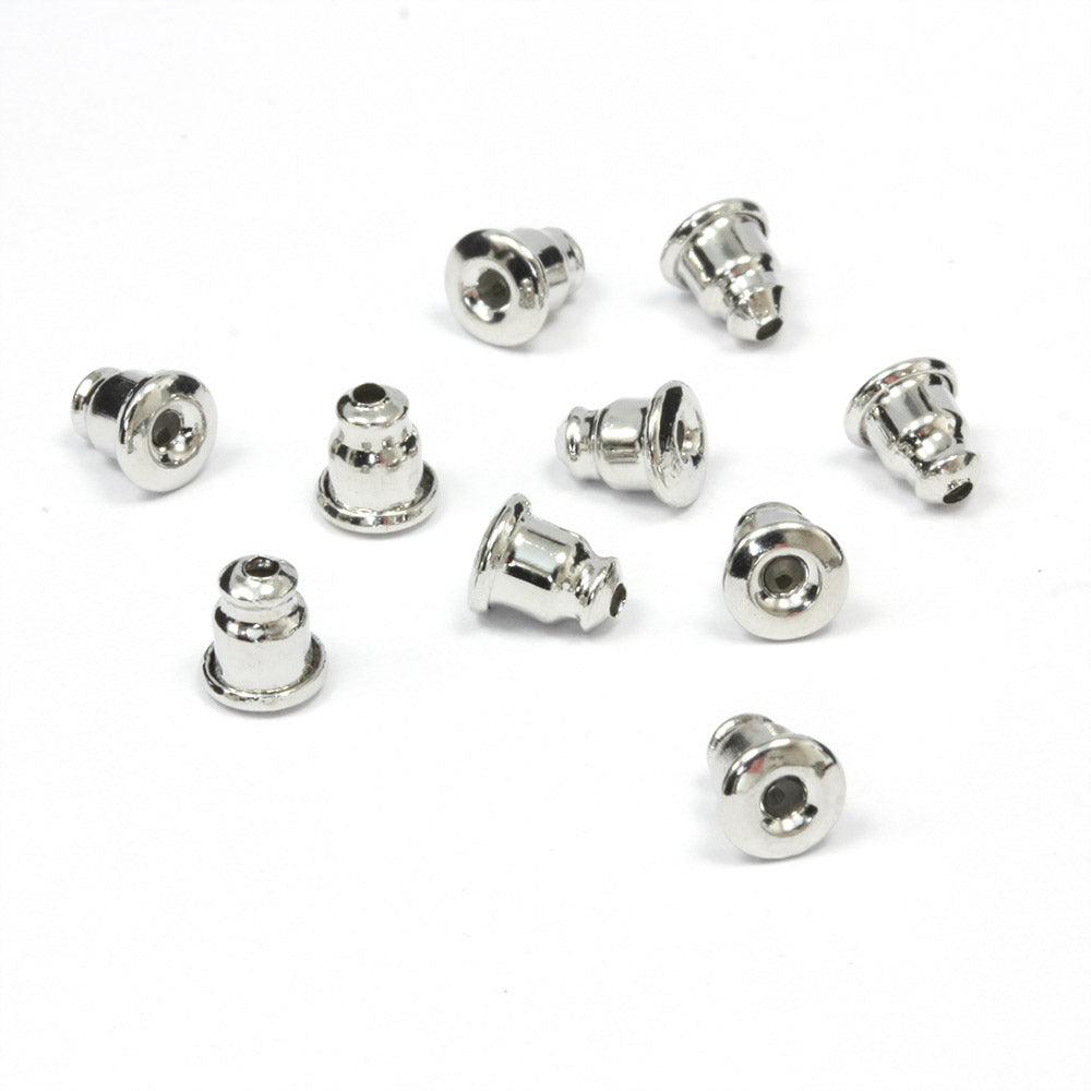 Bell Earring Backs 5mm Silver Plated - Pack of 10