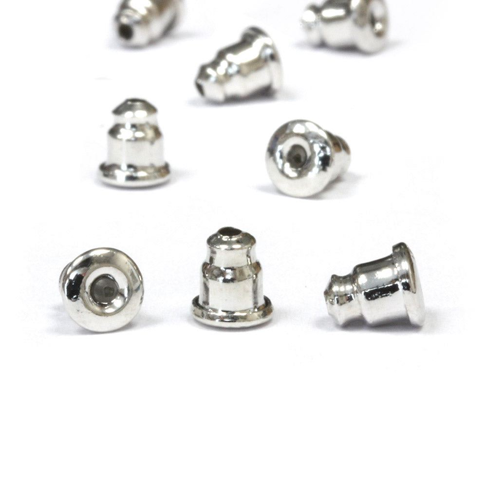 Bell Earring Backs 5mm Silver Plated - Pack of 10