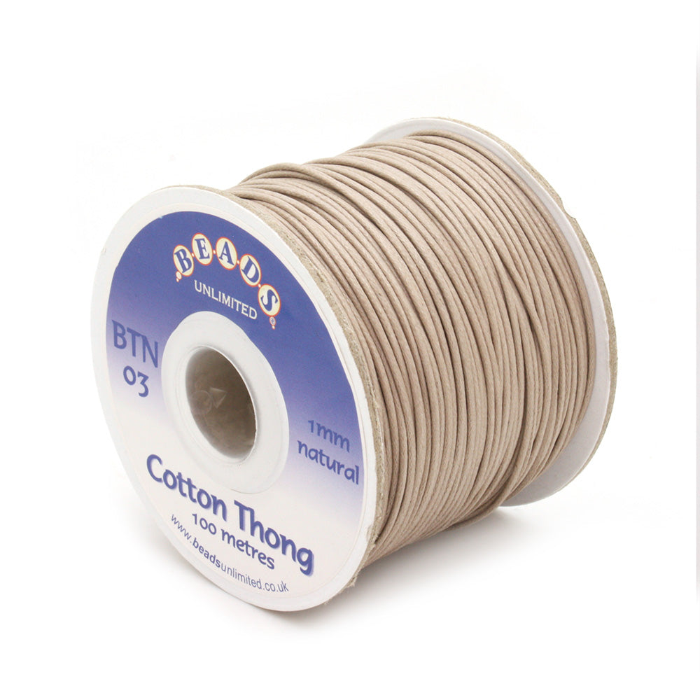 Thong Natural Cotton 1mm- 1 reel of 100m