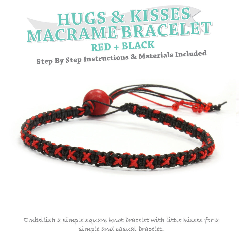 Hugs and Kisses Macrame Bracelet Kit Black