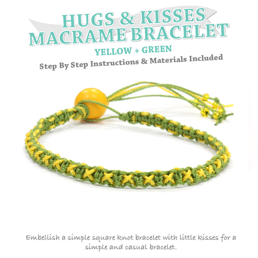 Hugs and Kisses Macrame Bracelet Kit Green