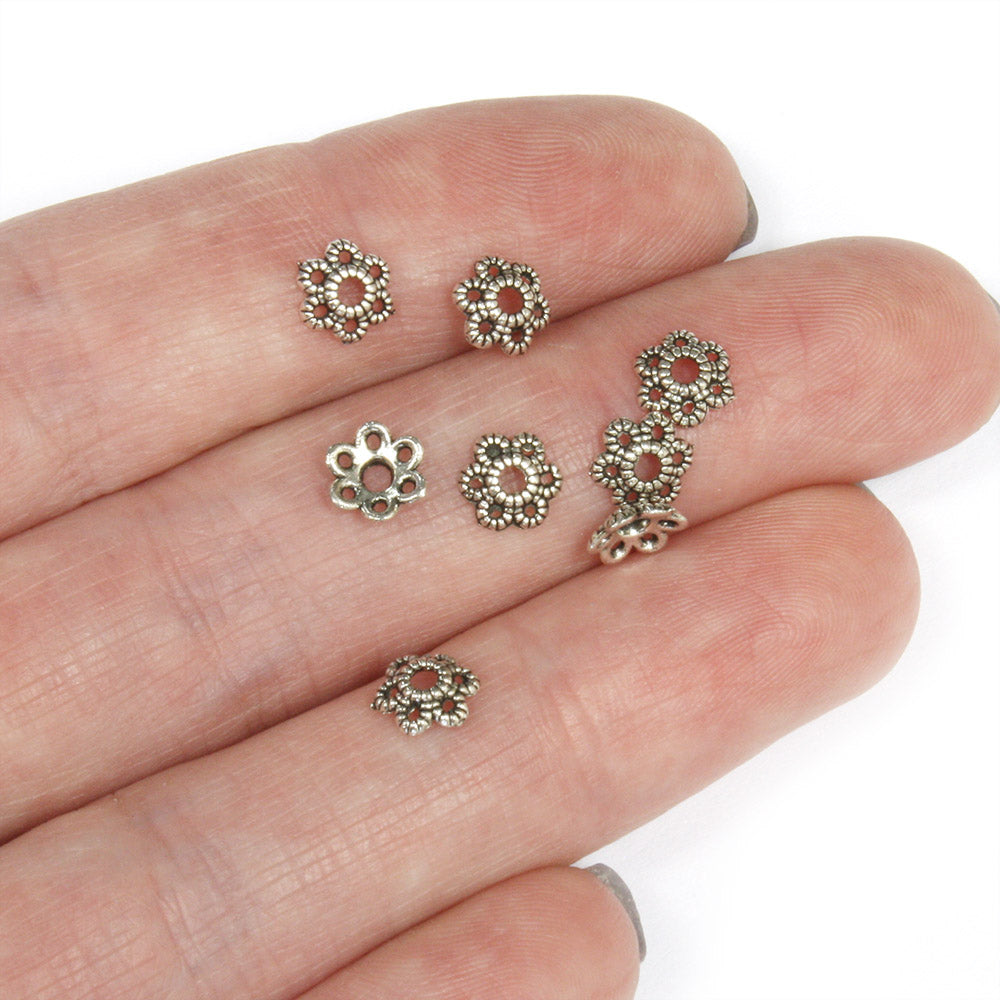 Tiny Bead Cap Antique Silver 6mm - Pack of 200