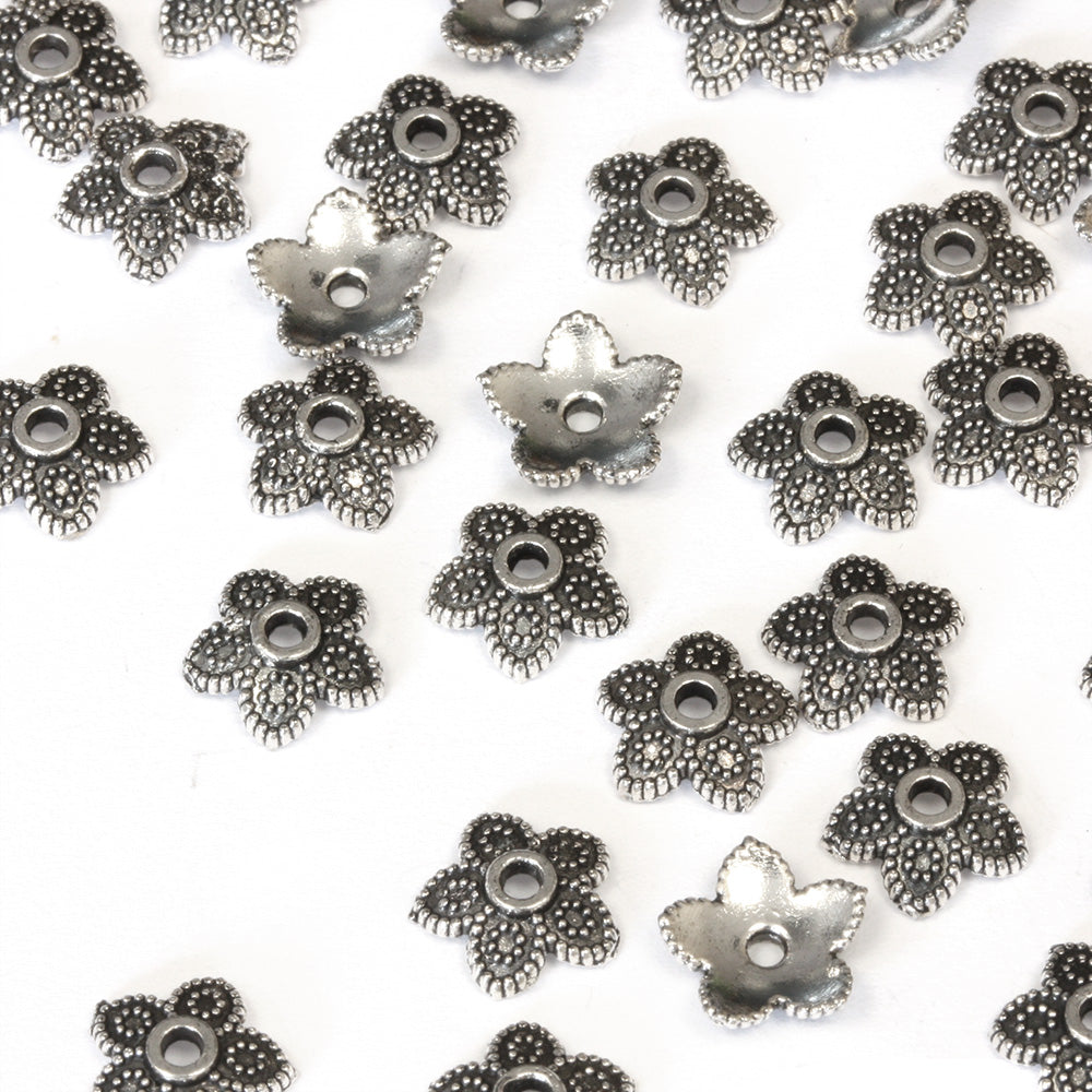 Flower Bead Cap Antique Silver 8mm - Pack of 200