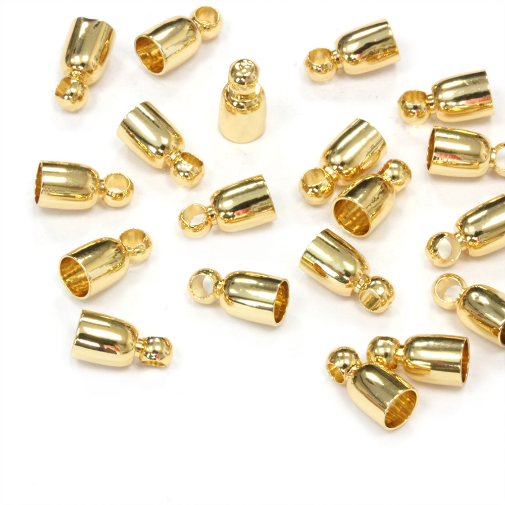 Cord End 3mm Gold Plated - Pack of 20