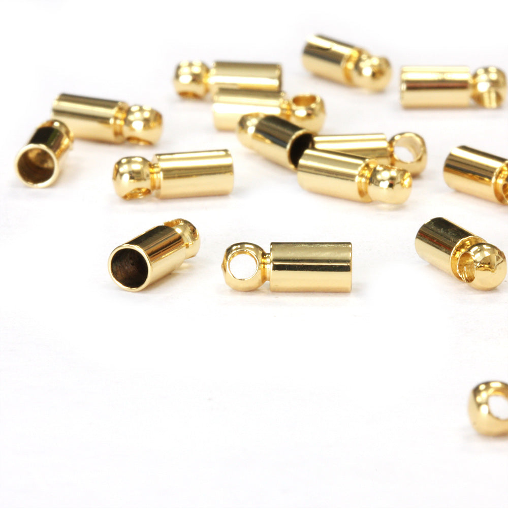Cord End 2mm Gold Plated - Pack of 20