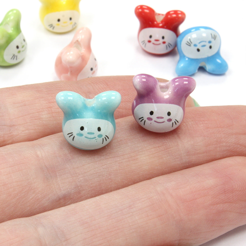Ceramic Small Bunny 11x12mm Mix - Pack of 10