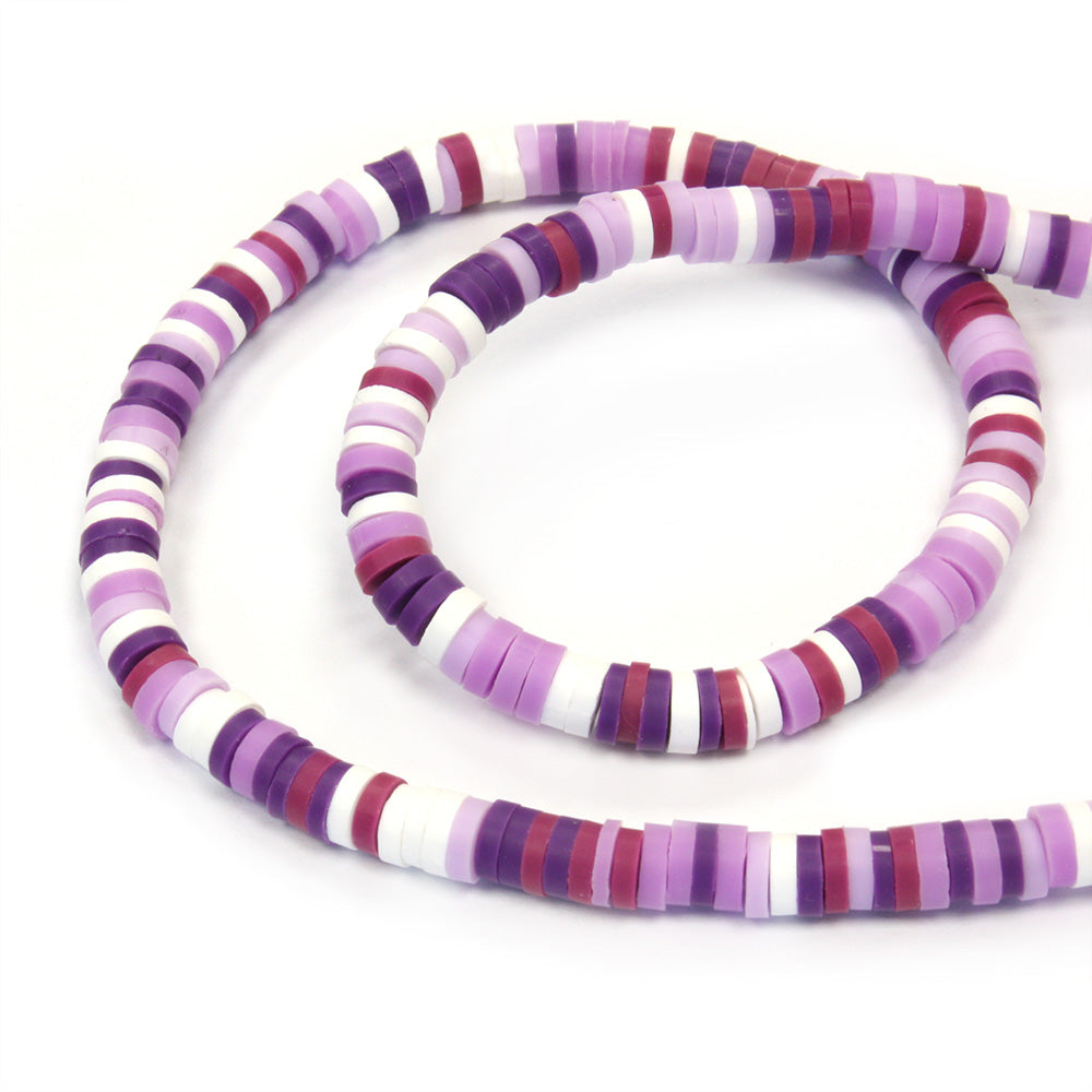 Polymer Clay 4mm Disc Purple Mix - 16 String