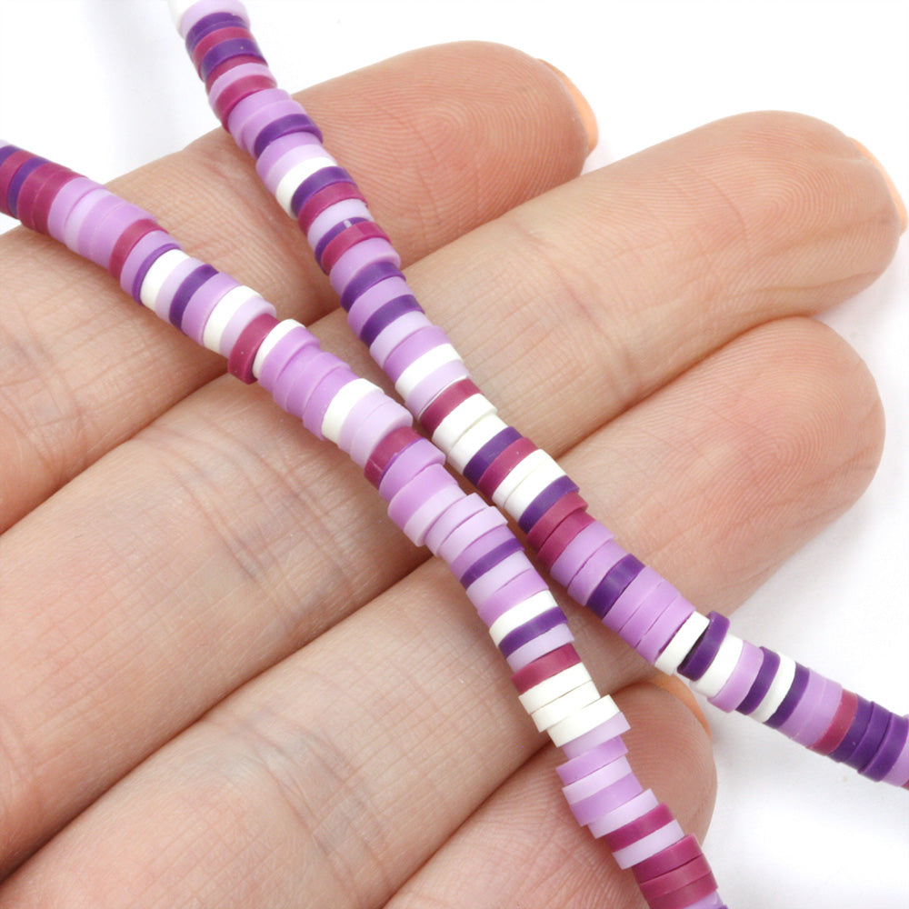Polymer Clay 4mm Disc Purple Mix - 16 String