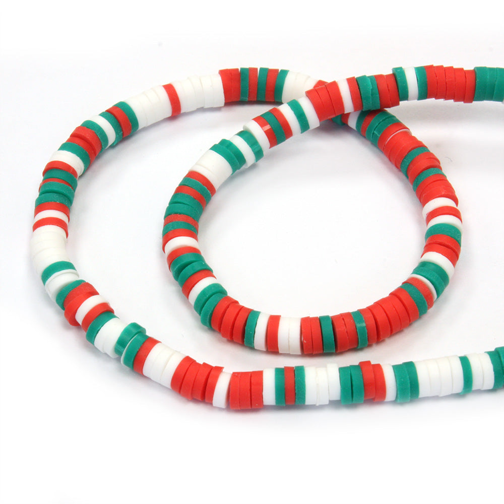 Polymer Clay 4mm Disc Christmas Mix - 16 String