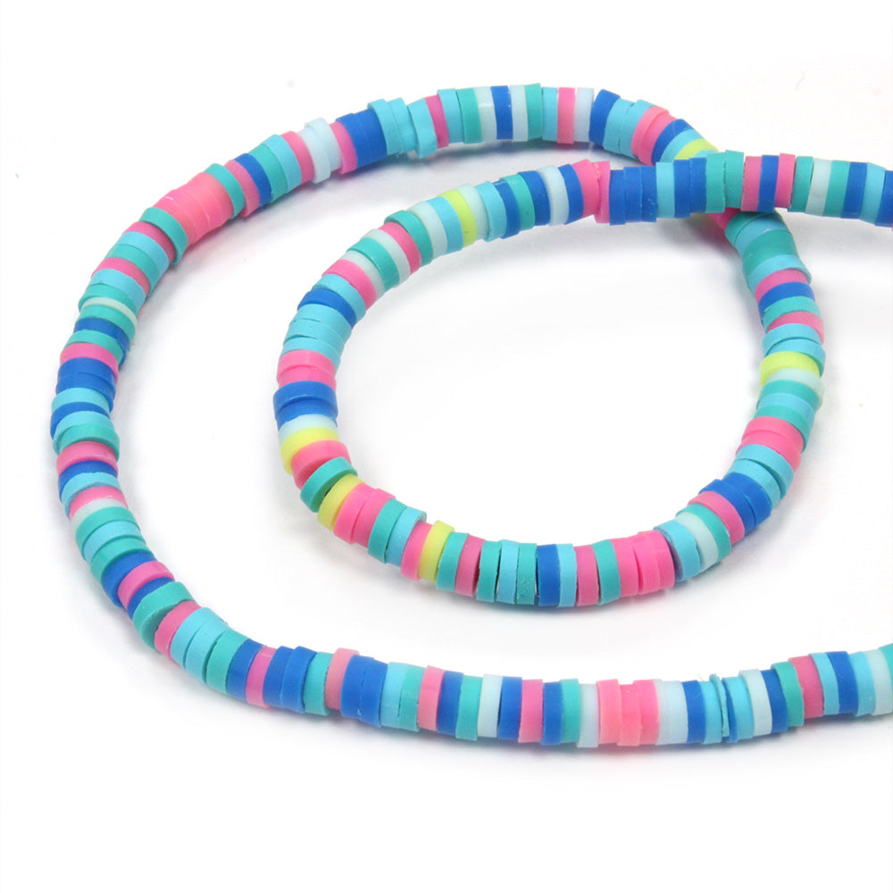 Polymer Clay 4mm Disc Turquoise Mix - 16 String