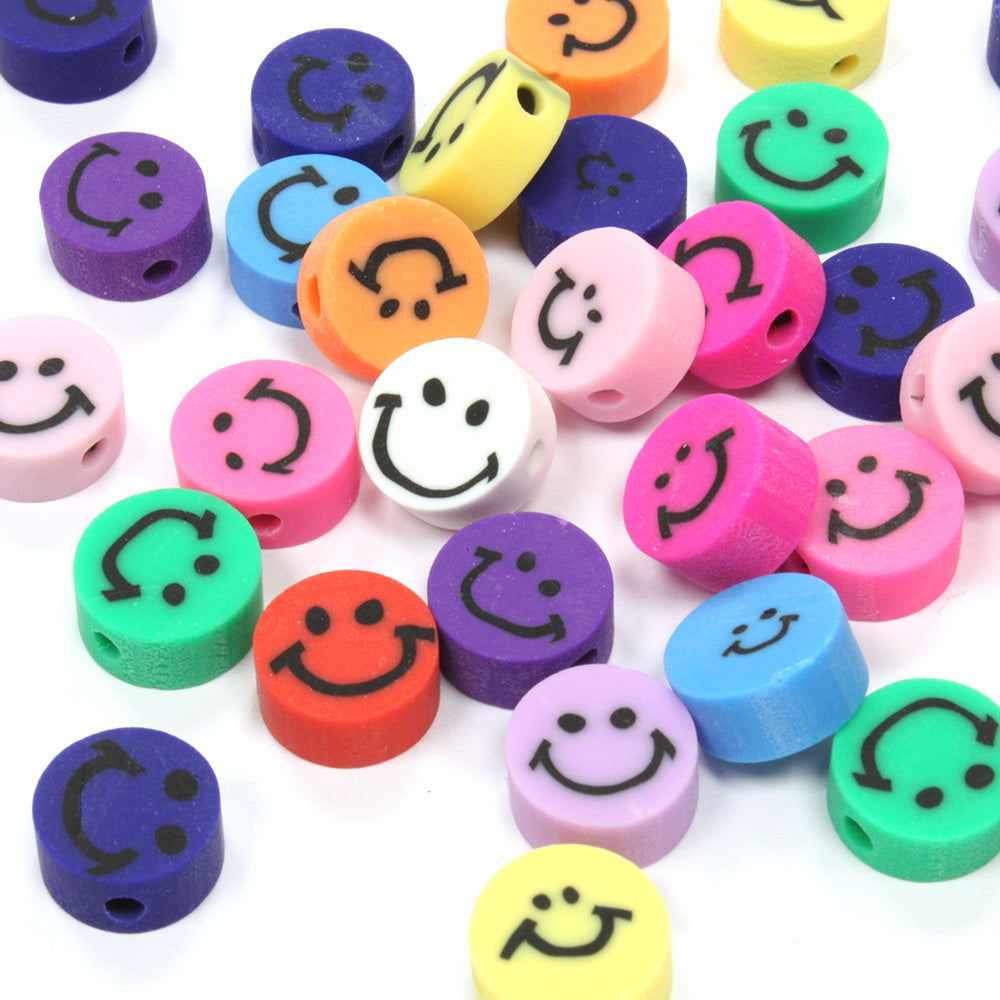 Polymer Clay Smiley Face 10mm Mix Pack of 30