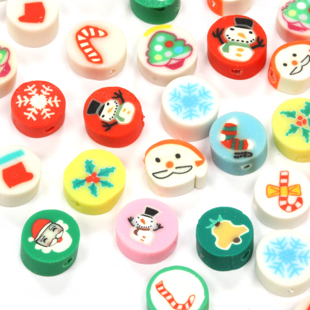 Polymer Clay Christmas Mix 10mm - Pack of 50