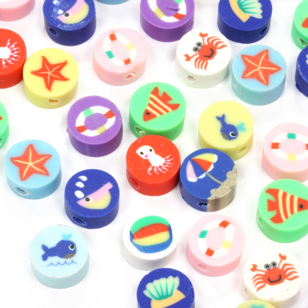 Polymer Clay Seaside Mix 10mm - Pack of 50