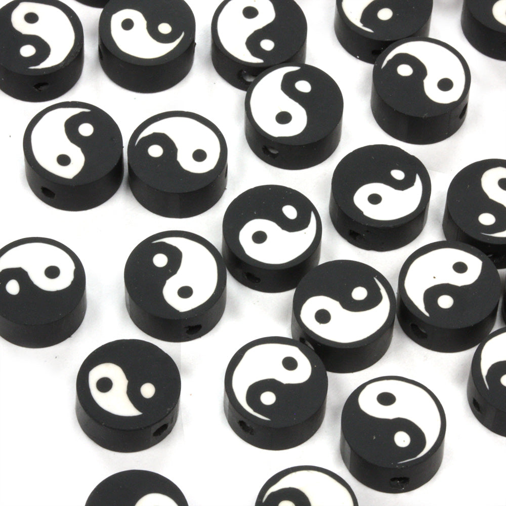 Polymer Clay Ying Yang 10mm - Pack of 50