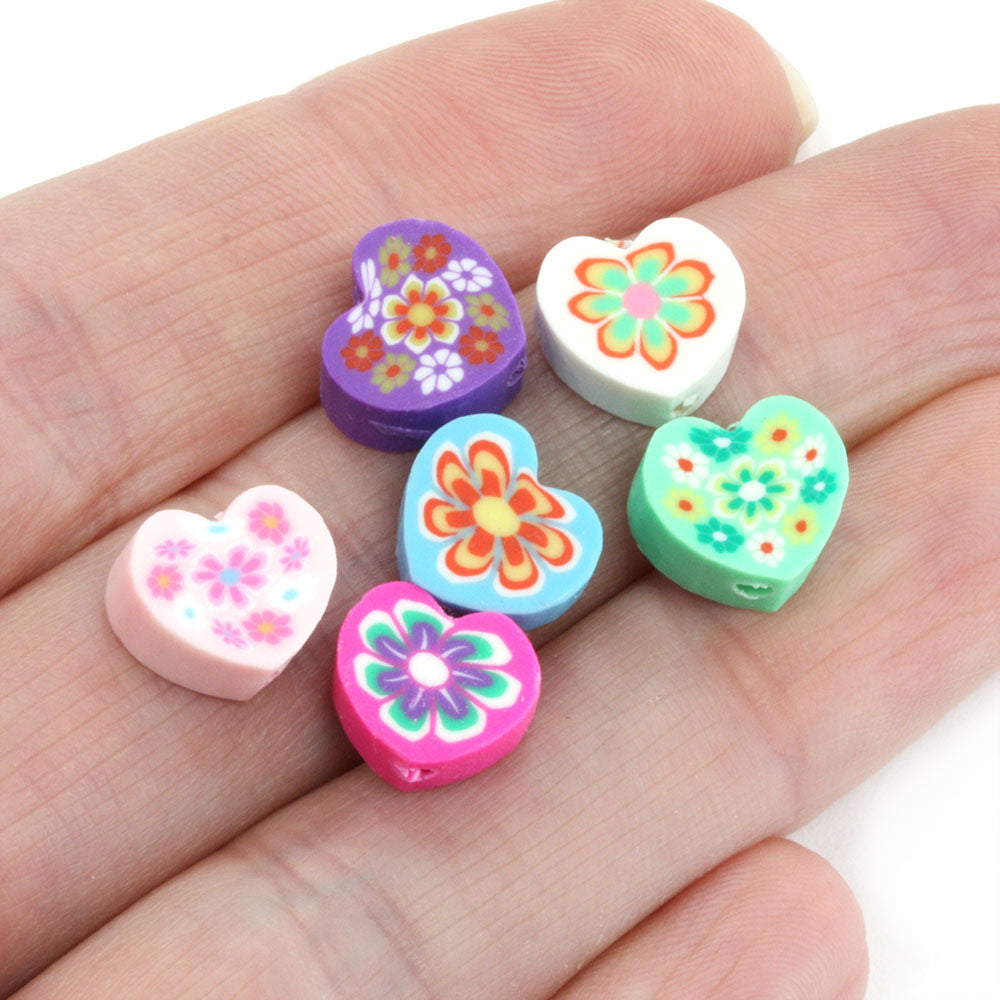 Polymer Clay Flower Heart Mix 10mm - Pack of 50