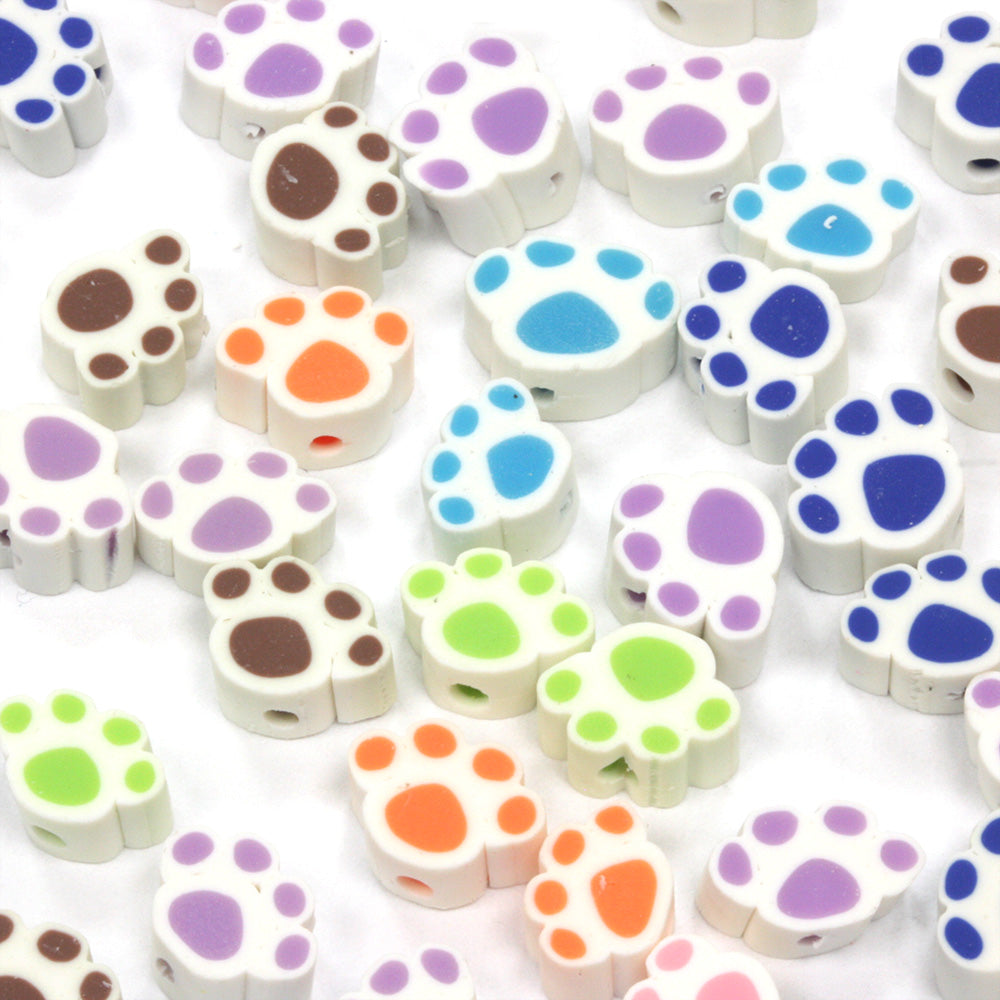 Polymer Clay Pawprint Mix 10mm - Pack of 50