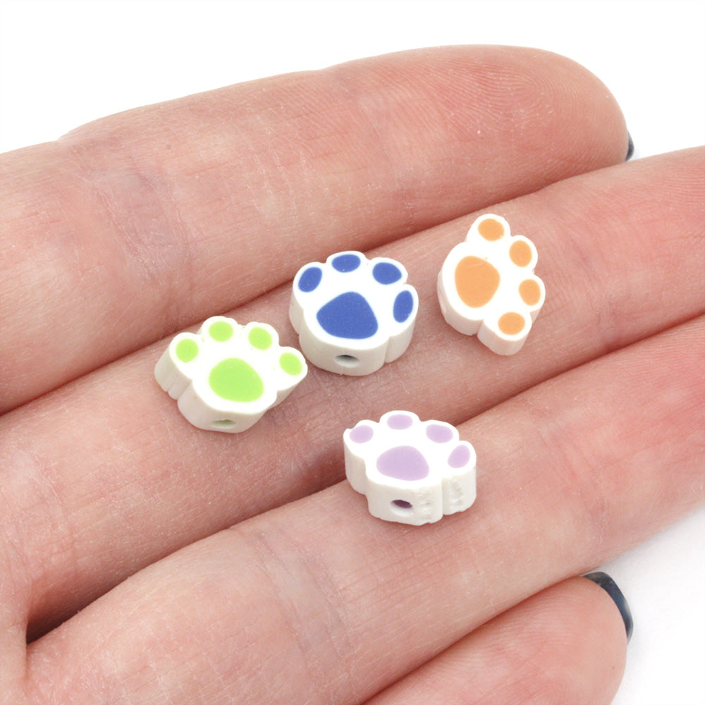 Polymer Clay Pawprint Mix 10mm - Pack of 50