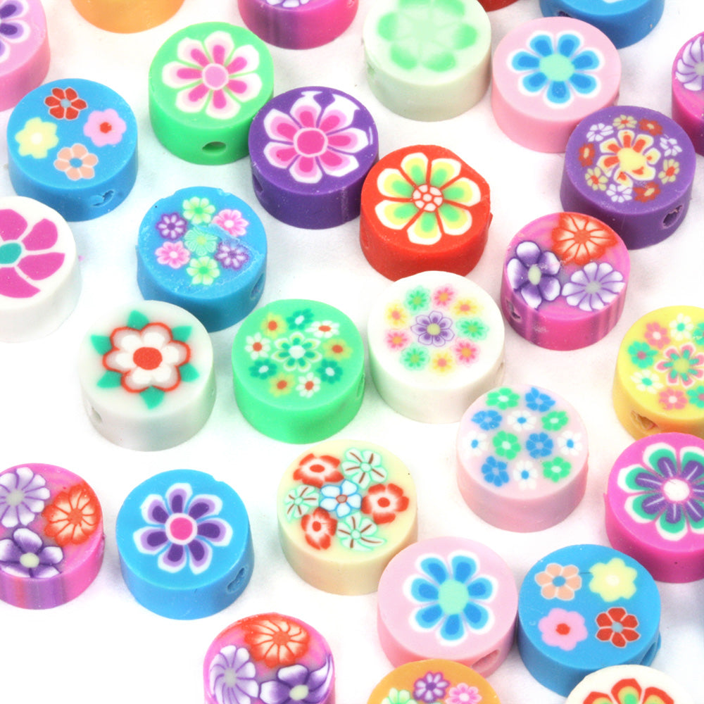 Polymer Clay Flower Disc Mix 10mm - Pack of 50