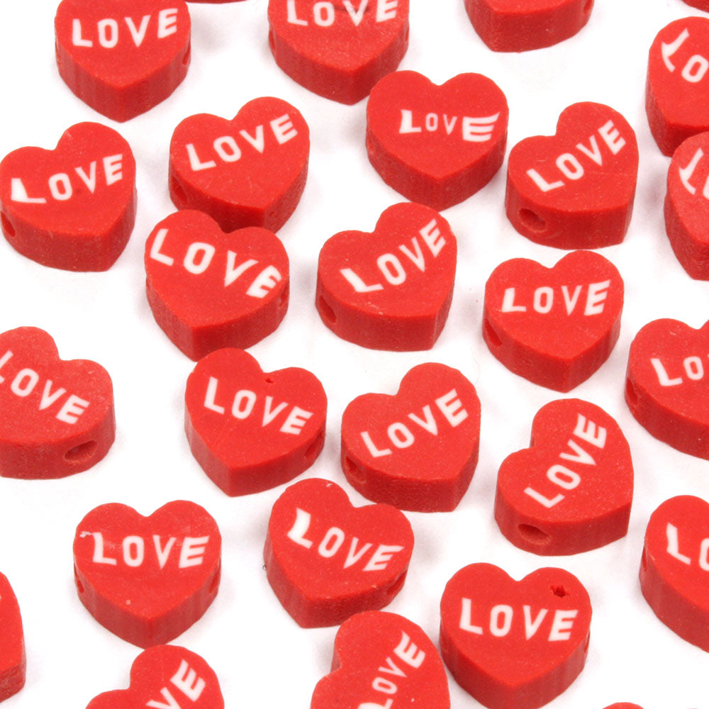 Polymer Clay Love Heart 10mm - Pack of 50