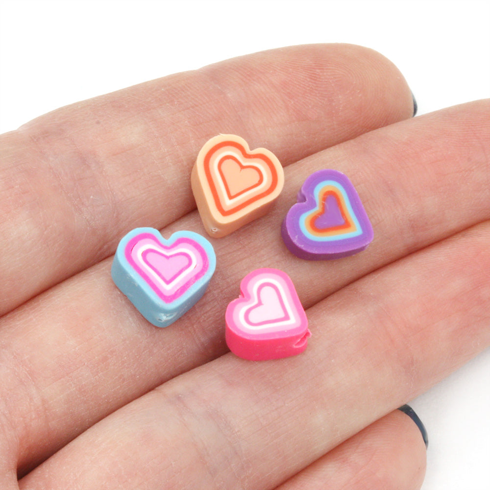 Polymer Clay Concentric Heart Mix 10mm - Pack of 50