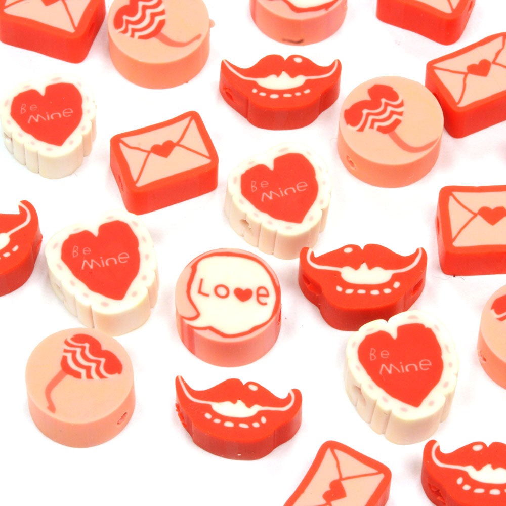 Polymer Clay Valentines Shapes 10mm - Pack of 50