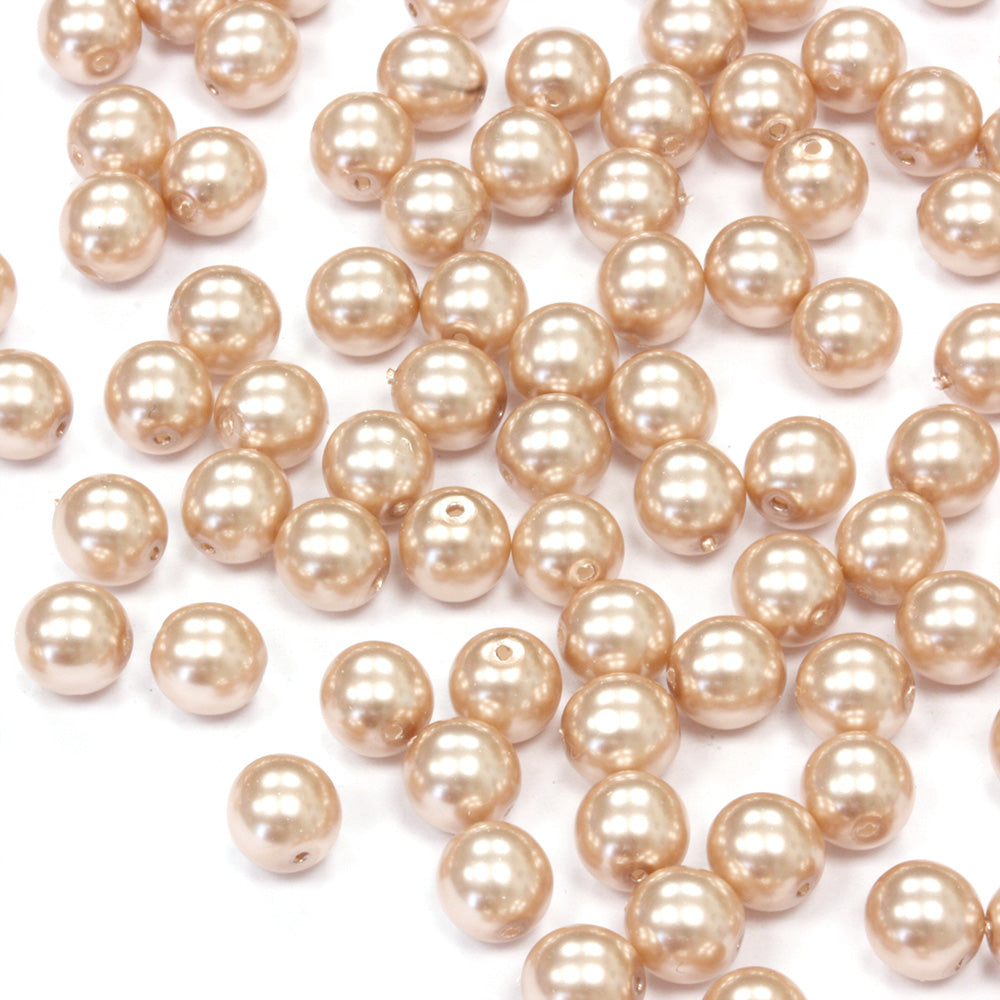 Pearl Palest Dusky Pink Glass Round 6mm - Pack of 100