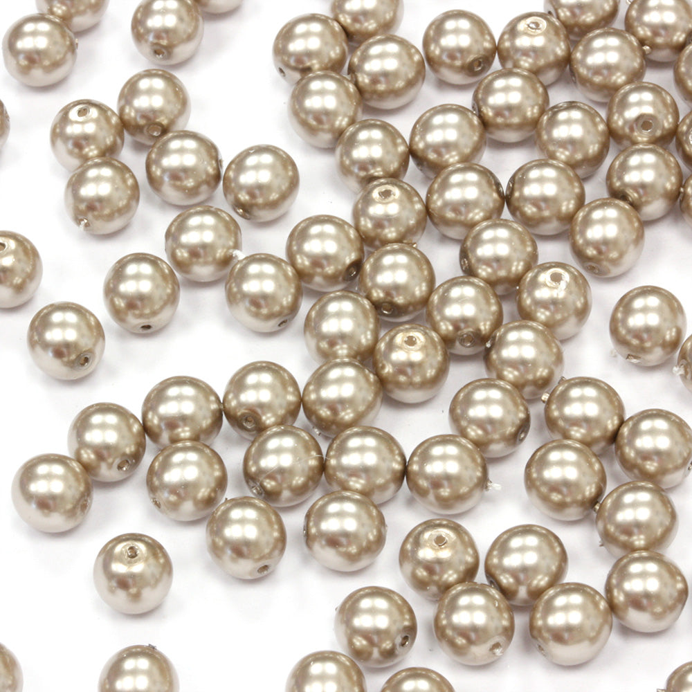 Pearl Mink Glass Round 6mm - Pack of 100