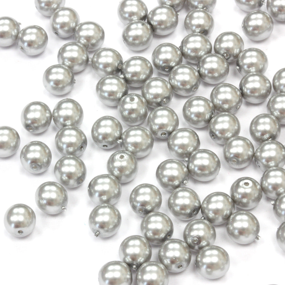 Pearl Blue Silver Glass Round 6mm - Pack of 100