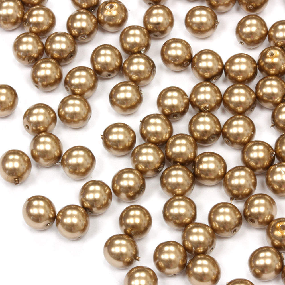 Pearl Old Gold Glass Round 6mm - Pack of 100
