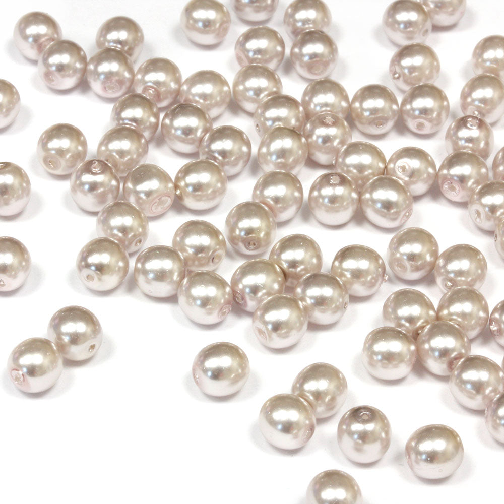 Pearl Barely Pink Glass Round 6mm-Pack of 100